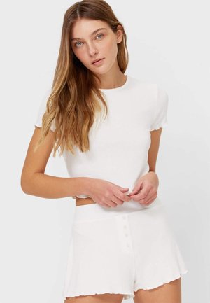 WITH LETTUCE-EDGE TRIMS - Triko s potiskem - off-white