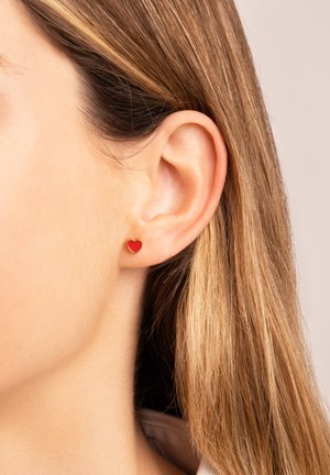 HEART ENAMEL - Pendientes - dorado con rojo