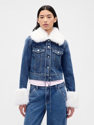 GAP � SANDY LIANG VEGAN FUR CROP DENIM JACKET - Τζιν μπουφάν - starry eyed blue