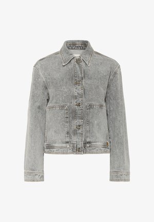 Hallhalli hall, millel on krae, ees nupuvääratus, kaks suurt taskut ja nähtavad õmblemise detailid. Klassikaline disain kerge kulumise tekstuuriga.