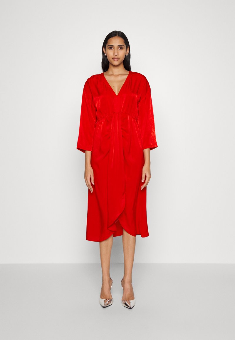 DKNY - SPLIT NECK WRAP DRESS - Cocktail dress / Party dress - scarlet, Enlarge