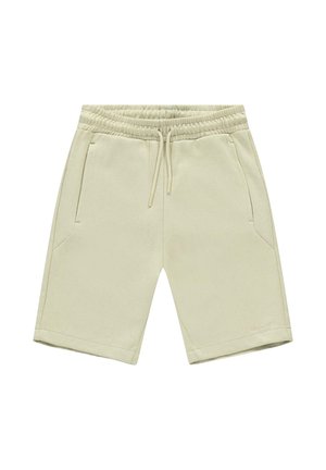 Lichtbeige sweatshorts met een elastische tailleband, trekkoord en twee zijzakken. Glad stof met een ontspannen pasvorm.
