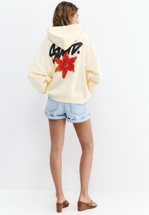 PULL&BEAR STWD FLOWER HOODIE - Hoodie - light yellow