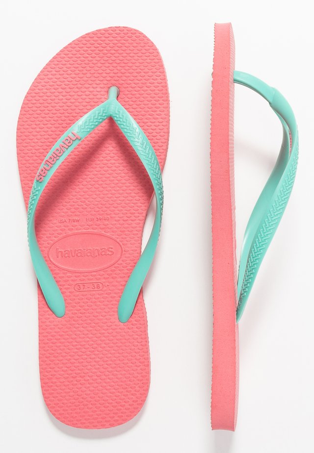 SLIM FIT LOGO - Sandalias de dedo - porcelain rose/green dew
