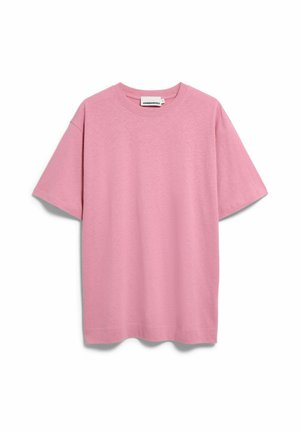 Plain light pink short-sleeve unisex T-shirt with round neckline, displayed flat against a white background.