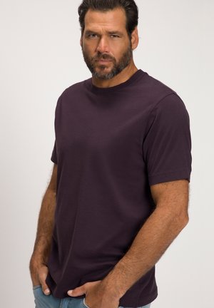 Lila Kurzarm-T-Shirt aus weicher Baumwolle mit Rundhalsausschnitt. Bietet eine lockere Passform und eine glatte Textur, ideal für die Freizeit.