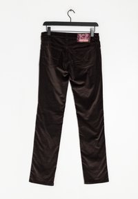 Bruna kordbyxors med slim fit, med en rosa "ICE" logotyp-patch på midjan och standard bakfickor.