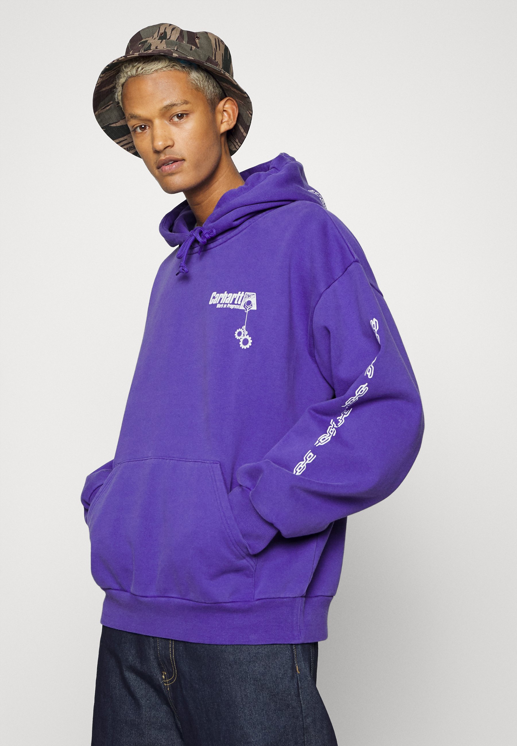 Carhartt WIP HOODED SCRAMBLE - Sudadera - razzmic/white/morado - Zalando.es