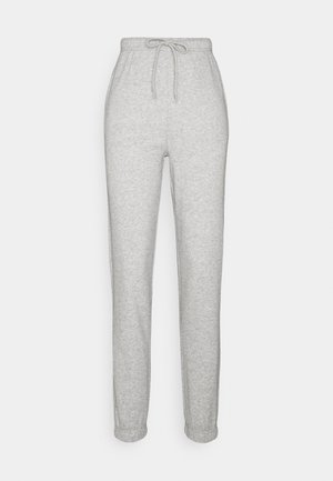 Hellgraue Jogginghosen aus weicher Baumwollmischung, mit elastischem Bund und Kordelzug sowie Bündchen am Saum. Glatte Textur, lässiges Design.