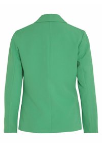 Blazer vert à manches longues avec épaules structurées et col cranté, présenté de dos sur un fond blanc.