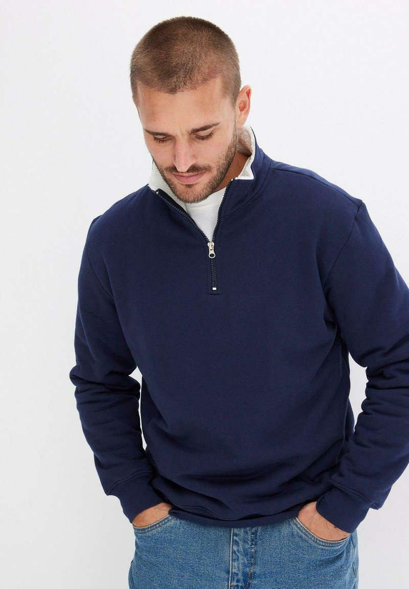 bonprix THERMO- MIT TROYER-KRAGEN GEFÜTTERT - Felpa - blue