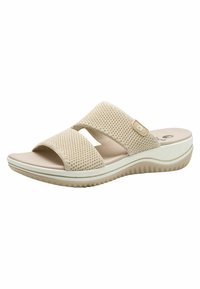 Jana COSHY ORIGINAL – DIE HALLUX-FREUNDLICHE PANTOLETTE - Pantolette flach - beige gold