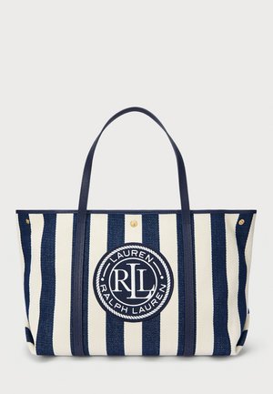 STRIPED HERRINGBONE LARGE EMERIE TOTE - Shopping bag - navy
