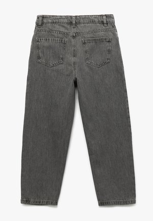 Grau Denim-Jeans mit geradem Bein, zwei Gesäßtaschen, dezenten Nahtdetails und einem mittelhohen Bund.