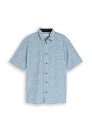 TOM TAILOR, TOM TAILOR BLUSEN & SHIRTS COMFORT FIT KURZARMHEMD MIT MUSTER - Skjorter - light blue tonal design