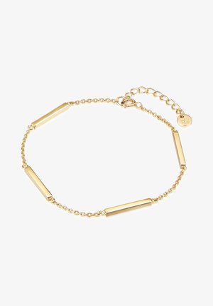 Bracelet en or avec des accents de barres cylindriques et un design de chaîne à maillons. Présente un fermoir en homard et une longueur réglable avec une chaîne d'extension.