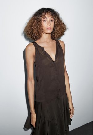 FLOWING WITH RUFFLES  - Robe longue - mottled dark brown