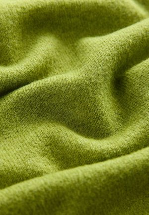 Grüner strukturierten Stoff mit einer weichen, flauschigen Oberfläche, der ein glattes, gewelltes Aussehen und einen reichen, lebhaften Farbton zeigt.