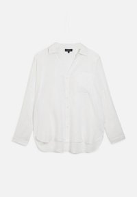 Camicia bianca a maniche lunghe con colletto, taschino singolo sul petto e una vestibilità rilassata. Realizzata in un tessuto leggero e leggermente strutturato.