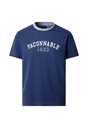 Façonnable, FAÇONNABLE BASIC T-SHIRT TEE COLLEGE FRIVIERA - Print T-shirt - scout blue