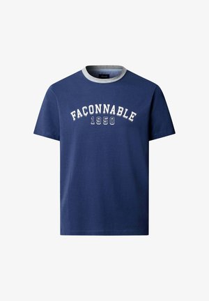 Façonnable, FAÇONNABLE BASIC T-SHIRT TEE COLLEGE FRIVIERA - Print T-shirt - scout blue