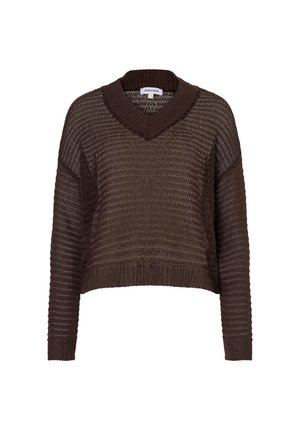 More & More, MORE & MORE KURZER, TRANSPARENTER AJOURPULLOVER - Strickpullover - brown