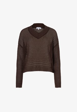 More & More, MORE & MORE KURZER, TRANSPARENTER AJOURPULLOVER - Strickpullover - brown
