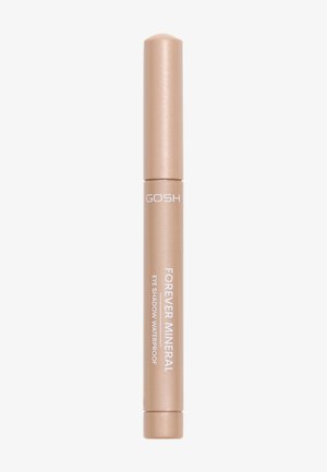 Gold-colored eye shadow pen with a twist-up applicator. Features a smooth, shiny texture and labeled "GOSH FOREVER MINERAL EYE SHADOW WATERPROOF."