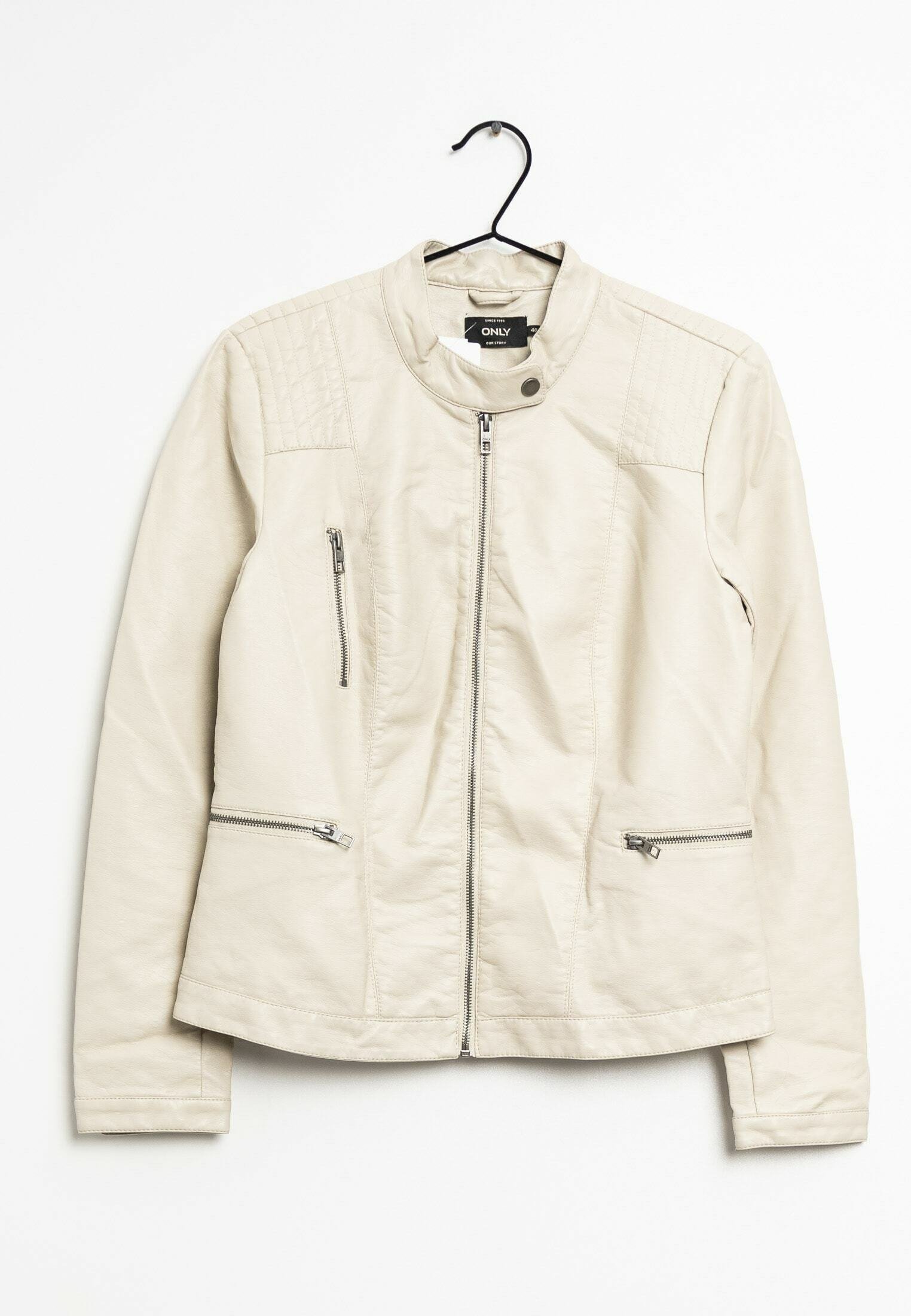 ONLY Faux leather jacket beige (Pre-owned) Zalando