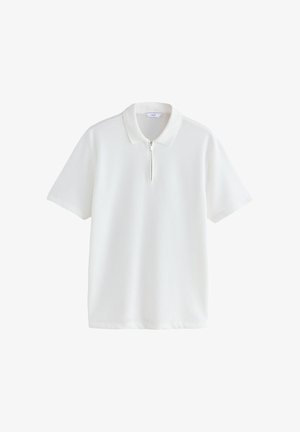Next, REGULAR FIT - TEXTURED SMART ZIP NECK POLO SHIRT . - Polo - ecru white