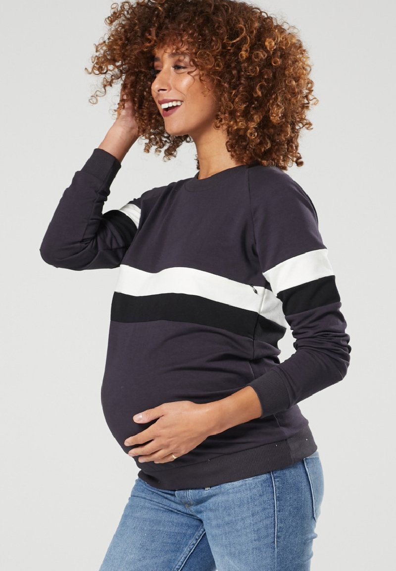 Happy Mama MATERNITY NURSING Sweater graphite/lichtgrijs Zalando.nl