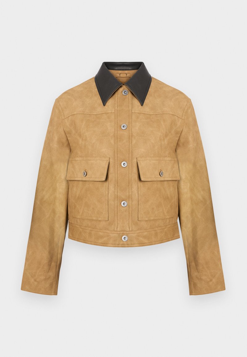 STAND STUDIO Imitatieleren jas zandkleur