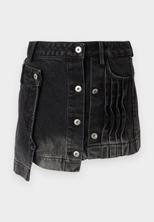 DECONSTRUCTION FOLDING SKIRT - Fustă denim - black