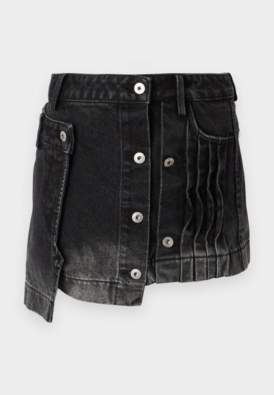 Feng Chen Wang DECONSTRUCTION FOLDING SKIRT - Fustă denim - black