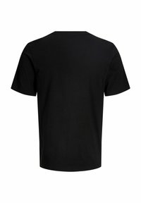 Μαύρο κοντομάνικο T-shirt με στρογγυλή λαιμόκοψη, εμφανιζόμενο από πίσω σε λευκό φόντο.