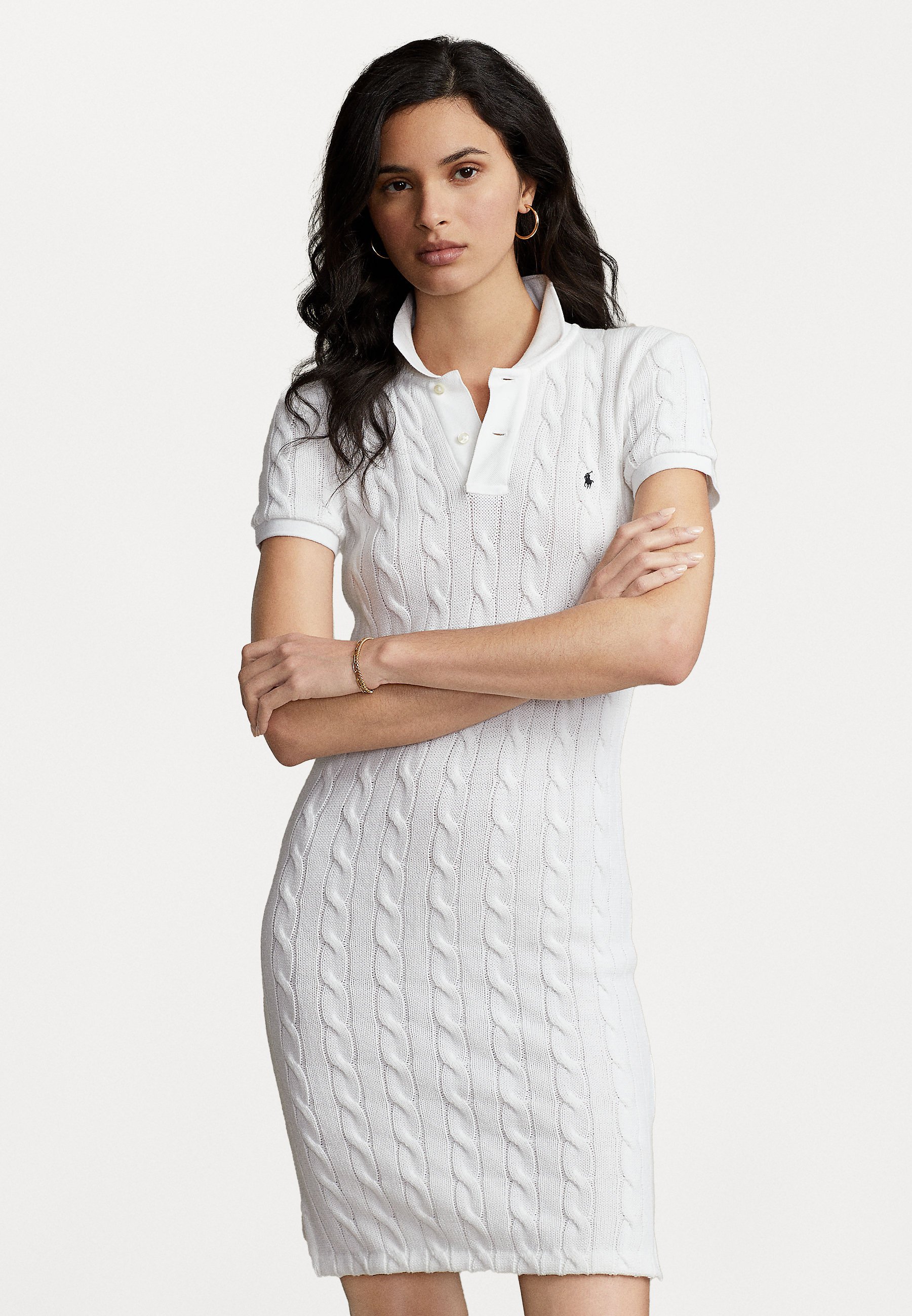 Polo Ralph Lauren SHORT SLEEVE DAY DRESS Robe pull white ecru ZALANDO.FR