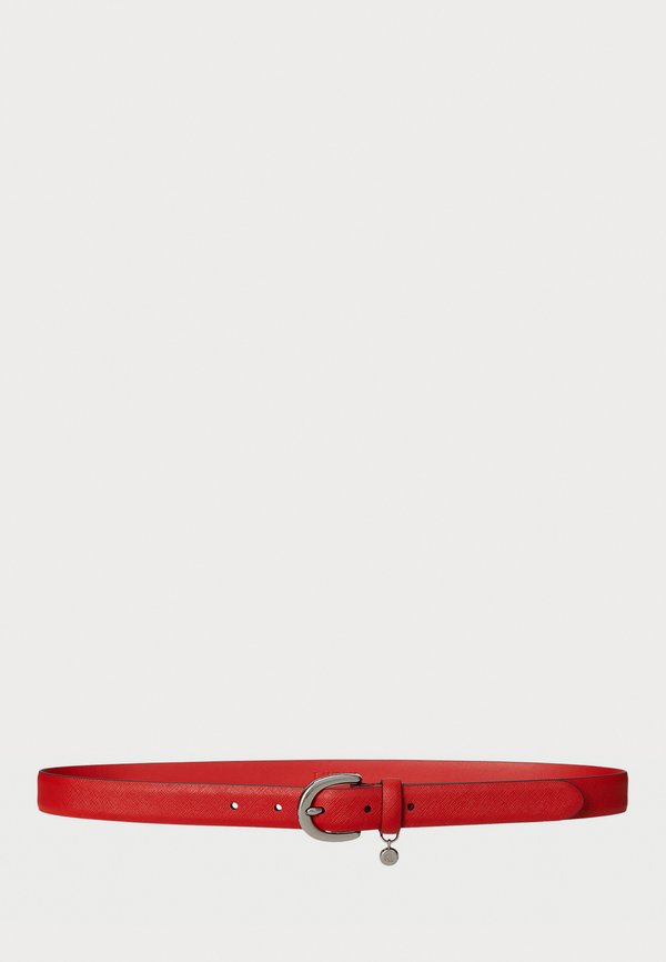 Charm Crosshatch Leather Belt - Belt - bright vermillion