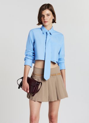 Calliope CAMICIA CROP CRAVATTA - Camicia - celeste