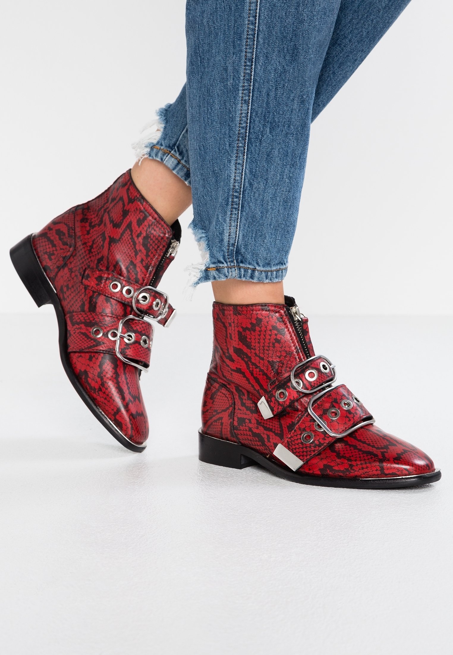 Topshop Bottines de cowboy motard red/rouge (Seconde main