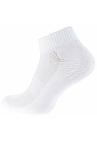 Weiße, niedrig geschnittene Socke mit geripptem Bündchen, strukturiertem Muster und glattem Stoff. Entwickelt für Komfort und Atmungsaktivität.