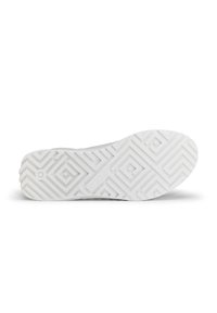 Vit gummisula med ett geometriskt mönster av sammankopplade rutor och diamantformer för bra grepp.