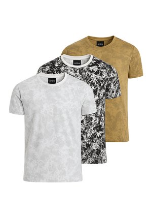 SET OF 3 - Camiseta estampada - white cream dark green