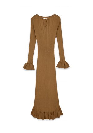 KEYHOLE FRILL - Maxikleid - camel