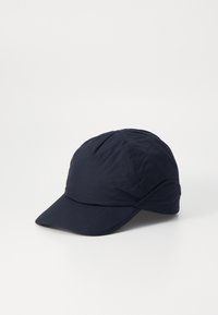 Navy blue cap with a curved brim, made from lightweight fabric. Features subtle panels and a smooth texture. Compact design for easy storage.