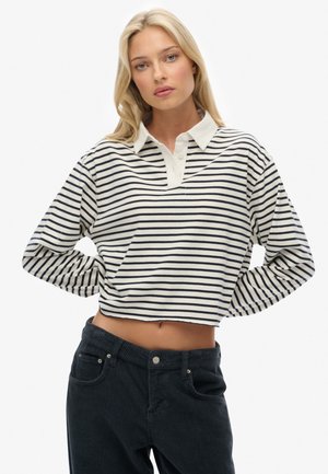 ATHLETIC ESSENTIALS CROPPED STRIPE RUGBY  - Polo - ecru stripe