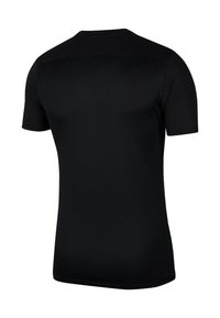 Zwart sportshirt met korte mouwen van een getextureerde stof, ronde hals en een rechte zoom. Heeft een naadloos ontwerp bij de schouders.