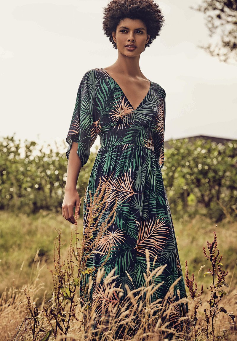 Apricot TROPICAL LEAF Vestito lungo navy/blu scuro