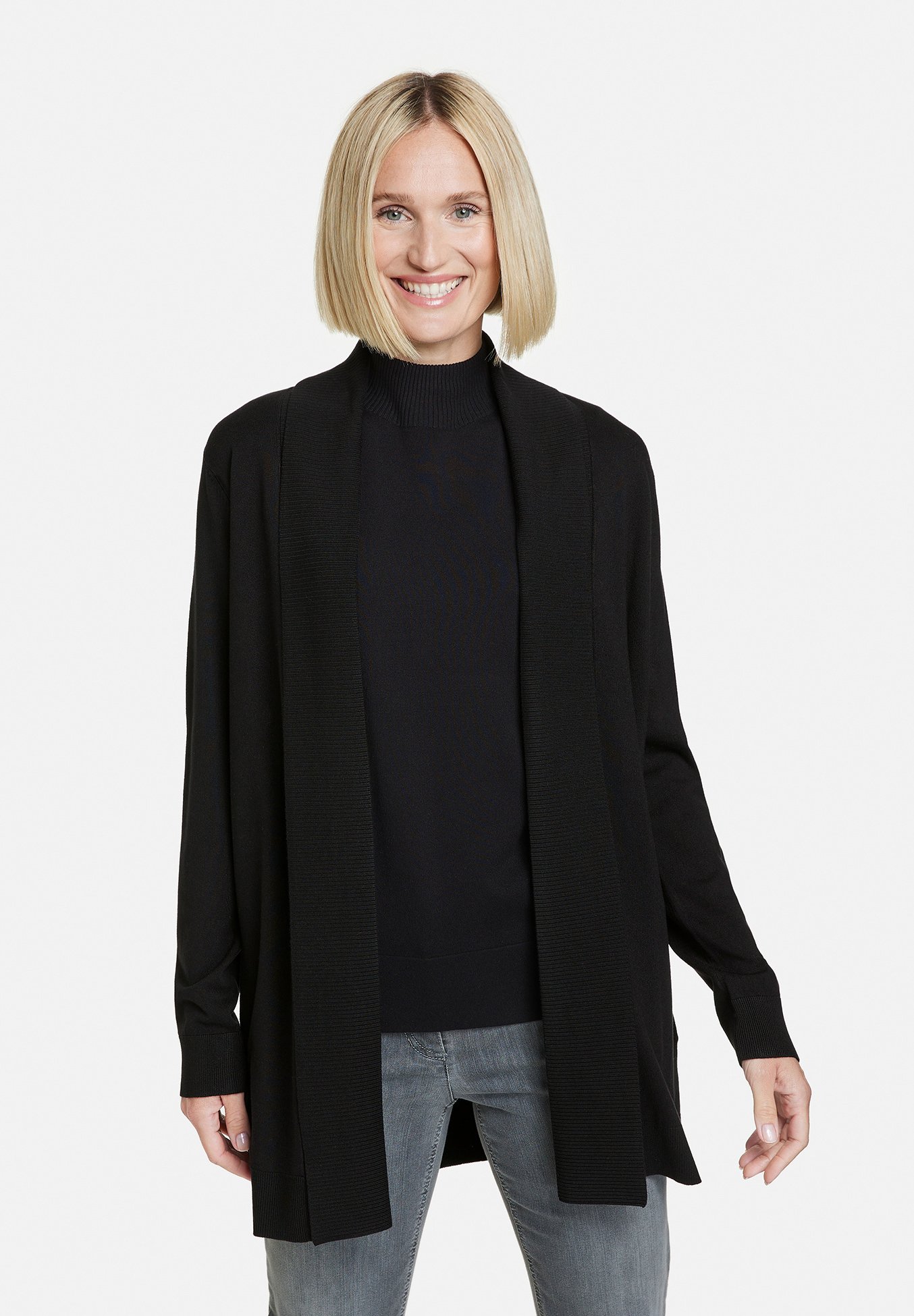 Manteau Court En Cuir Noir Gerry Weber Taille 42 - Classique, Occasion Très Bon état, Modèle ST121