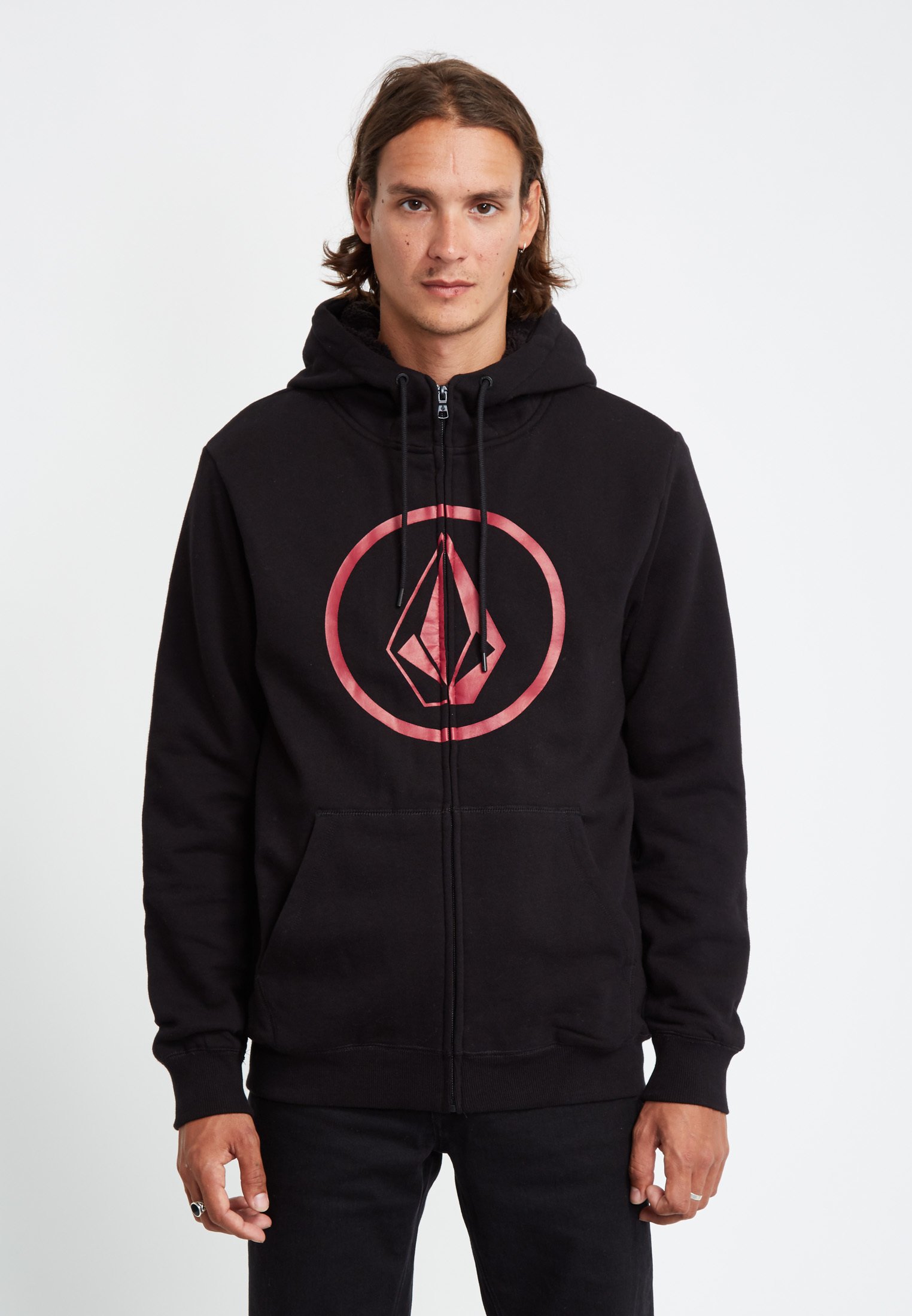 Volcom STONE LINED ZIP - Felpa con zip - black/nero - Zalando.it
