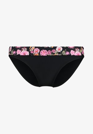 Črne badi spodnji del z cvetličnim pasom, ki ima rožnate in bele cvetove na temnem ozadju. Gladka tekstura in nizko rezanje.